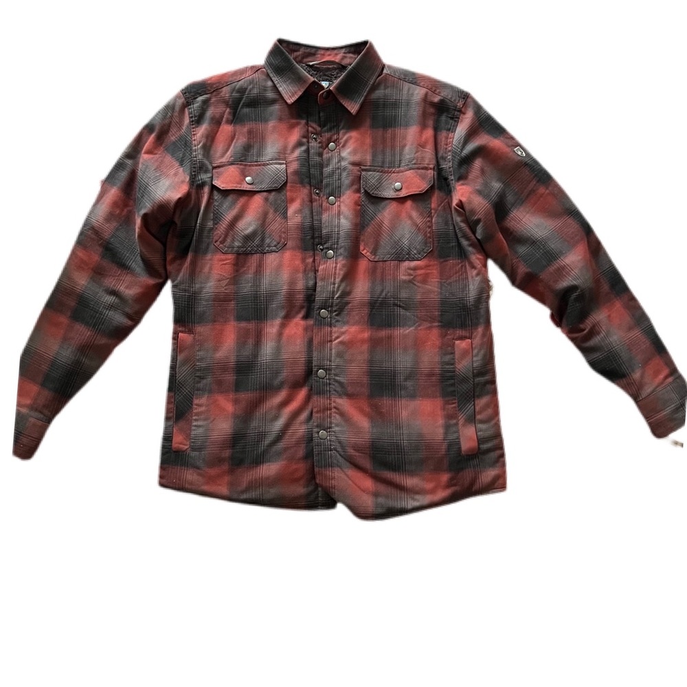 Kuhl Joyrydr Men's Red and Black Plaid Button-Down Shirt, Size Medium